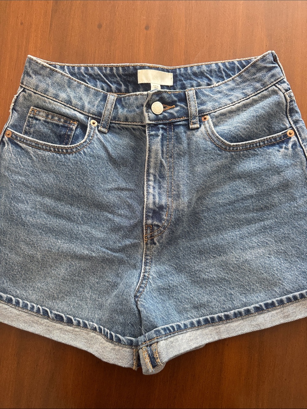 H&M Light Blue High-Rise Denim Shorts